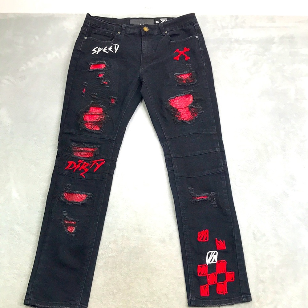 Maison Noir Black Dirty Distressed Men's Jeans Size 32